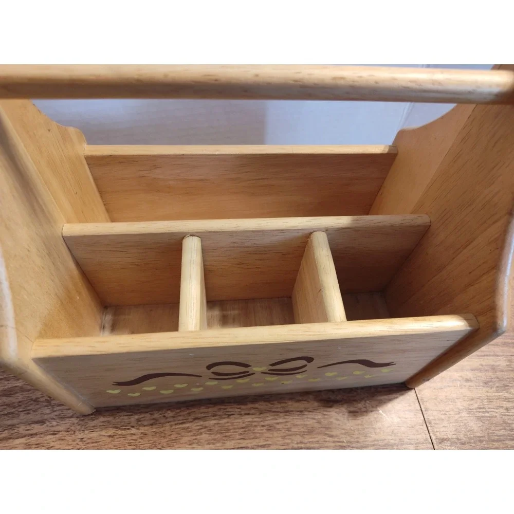 Wooden Cottage Core Craft, Remote Caddy. Or Napkin &  Silverware Painted